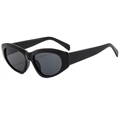 Occhiali da sole retrò cat-eye neri con aste larghe e lenti scure anti-UV lucide - Montatura Nera Lenti Grigio Nero