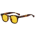 Classic tortoise shell square sunglasses with yellow lenses and metal arrow detail - Demi Frame Orange Lens