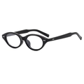 Retro small oval sunglasses with thick black frames and classic minimalist design - Black Frame