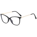Montura de gafas cat-eye negras clásicas con patillas finas de metal dorado - Marco Negro
