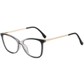 Montura de gafas cat-eye clásica con degradado negro a claro y patillas doradas - Marco de Degradado Negro