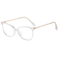 Classic cat-eye blue light blocking glasses with transparent frames and gold temples - Transparent Frame