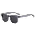 Classic square retro sunglasses with translucent grey frames and dark tinted lenses - Grey Frame / Black Grey Lens