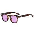 Classic square sunglasses with tortoise frame and purple tinted lenses for fashion - Demi Frame Purple Lens