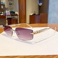 Retro rimless sunglasses with purple gradient lenses and gold metal pyramid studs - Gradient Grey