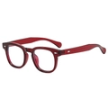 Classic square dark red thick frame sunglasses with vintage silver rivet accents - Red Frame