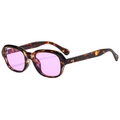 Chic tortoiseshell sunglasses with light purple lenses and metal rivets on white background - Demi Frame Purple Lens