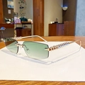 Retro rimless sunglasses with green gradient lenses and gold studded temples - Gradient Green
