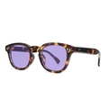 Lunettes de soleil polygonales en écaille avec verres teintés violet clair pour femmes - Monture Demi Verres Violets