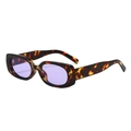 Retro square tortoiseshell sunglasses with translucent purple lenses for outdoor fashion - Demi Frame Purple Lens