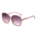 Classic oversized square sunglasses in transparent pink with purple gradient lenses - Pink Frame Gray Pink Lens