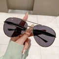 Lunettes aviateur classiques en argent avec verres dégradés violets et double pont - Monture Nickel Verres Gris