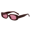Retro rectangle sunglasses with burgundy frames and translucent pink lenses for fashion - Red Frame Red Lens