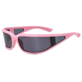 Rosa Y2K Cyberpunk Wrap-Around Sonnenbrille mit dunklen Gläsern für Outdoor Street Style - Rosa Rahmen Dunkelgraue Gläser