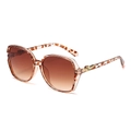 Oversized square sunglasses with gradient brown lenses and leopard print temples - Leopard Frame Gradient Tea Lens