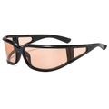 Lunettes de soleil cyberpunk avec monture noire et grands verres teintés orange - Monture Noire Verres Thé Clair