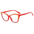 Occhiali da gatta alla moda con elegante montatura geometrica bicolore rosso e giallo - Montatura Rossa e Gialla