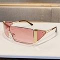 Occhiali da sole a mascherina oversize con montatura dorata e lenti rosa sfumate - Bordeaux Sfumato