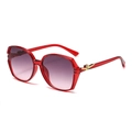 Classic red square oversized sunglasses with gradient lenses and gold rose detail - Red Frame Gradient Pink Lens