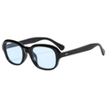 Fashionable black irregular frame sunglasses with light blue translucent lenses - Black Frame Blue Lens