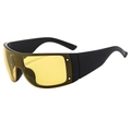 Fashionable oversized wrap-around sports sunglasses with yellow lenses and black frame - Black Frame Yellow Lens