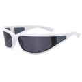 Futuristische weiße Wrap-around-Sonnenbrille mit grauen Gläsern im Techwear-Punk-Stil - Weißer Rahmen Dunkelgraue Gläser