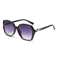 Classic square oversized sunglasses with black frames and purple gradient lenses - Black Frame Gradient Gray Lens