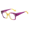 Chic geometric polygon sunglasses with purple and yellow gradient transparent frames - Purple Yellow Frame