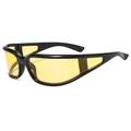 Lunettes de soleil punk futuristes avec monture noire brillante et verres jaunes - Monture Noire Verres Jaunes