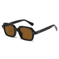Retro small square sunglasses featuring black frames and brown lenses in a 45-degree view - Black Frame Tea Lens