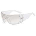 Transparent oversized shield sunglasses with one-piece lens and silver rivet details - Transparent Frame Gradient Silver Lens