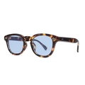 Gafas de sol poligonales de carey con lentes azul claro y detalles de remaches - Marco Carey Lentes Azules