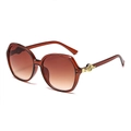 Retro oversized square sunglasses in amber tortoiseshell with gold rose metal detail - Tea Frame Gradient Tea Lens