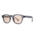 Lunettes de soleil polygonales gris foncé translucide avec verres marron clair et rivets - Monture Gris Translucide Verres Champagne