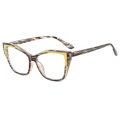 Retro cat-eye glasses in tortoiseshell and yellow color block minimalist frame - Yellow Striped Frame