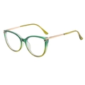Occhiali da vista cat-eye alla moda con sfumatura verde-gialla e astine in metallo dorato - Montatura Sfumata Verde Giallo