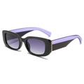 Occhiali da sole squadrati classici con montatura nera e lenti viola sfumate per protezione UV - Montatura Nero Viola Lenti Grigio Sfumato