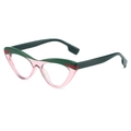 Occhiali gatto anti luce blu retrò con montatura bicolore in verde e rosa trasparente - Rosa