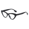 Montatura per occhiali da gatto anti-luce blu in nero lucido con design retrò ed elegante - Nero
