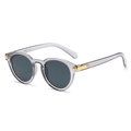 Classic round frame sunglasses with grey transparent frame and dark grey lenses - Grey Frame / Black Grey Lens
