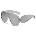 Modern futuristic oversized silver wrap-around sunglasses with a sleek metallic finish - Silver Frame Silver Mirror Lens