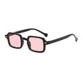 Retro square sunglasses with black frame and pink lenses for outdoor street fashion - Black Frame Pink Lens