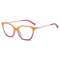 Classic retro square glasses with orange to magenta gradient frames and gold metal temples - Orange Purple Gradient Frame