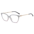 Vintage square cat-eye glasses frame with grey-pink gradient and gold metal temples - Gray and Pink Frame