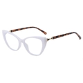 Montatura occhiali cat-eye bianca con stanghette tartarugate e dettagli in metallo - Montatura Bianca