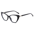 Montatura occhiali cat eye minimalista nera con eleganti dettagli in metallo dorato - Montatura Nera