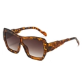 Occhiali da sole vintage oversize tartarugati con lenti marroni sfumate di tendenza - Montatura Leopardata / Lenti Tè