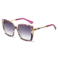 Lunettes de soleil carrées oversize avec monture écaille violette et verres dégradés - Monture Léopard Violette Verres Dégradés Gris