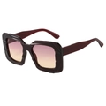 Fashionable oversized square sunglasses with burgundy frame and gradient lenses - Jujube Red Frame Purple Yellow Lens