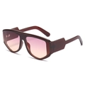 Übergroße Sonnenbrille mit Farbverlaufsgläsern und markanten geometrischen Bügeln - Roter Rahmen Rosa Teelinsen